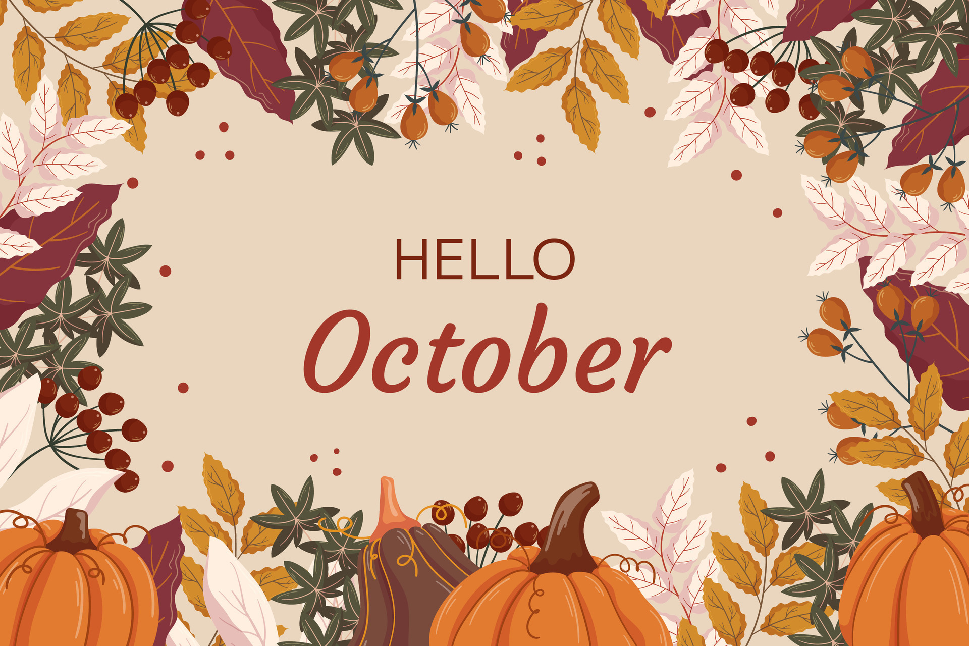 hello-october-background-design-with-different-leaves-branches-pumpkins-red-berry-on-twig-copy-space-fall-concept-backdrop-frame-with-autumn-vegetable-and-foliage-vector.png